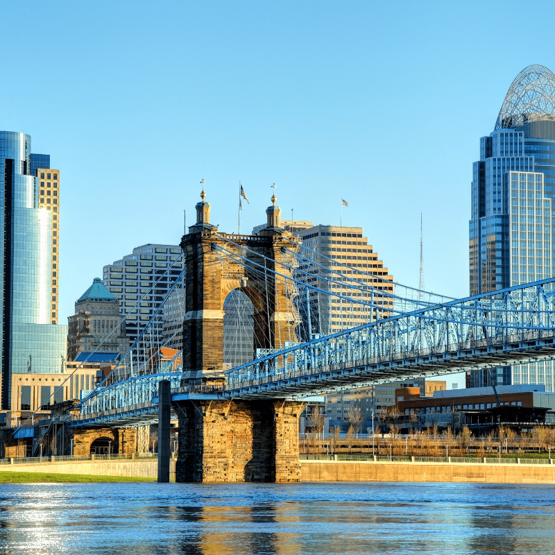 cincinnati ohio skyline and bridge
