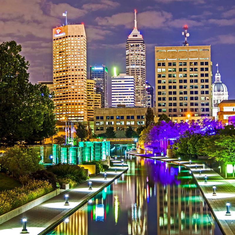 indianapolis in city skyline at night