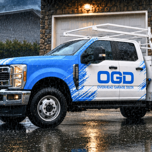 Ogd overhead garage door repair service technician truck